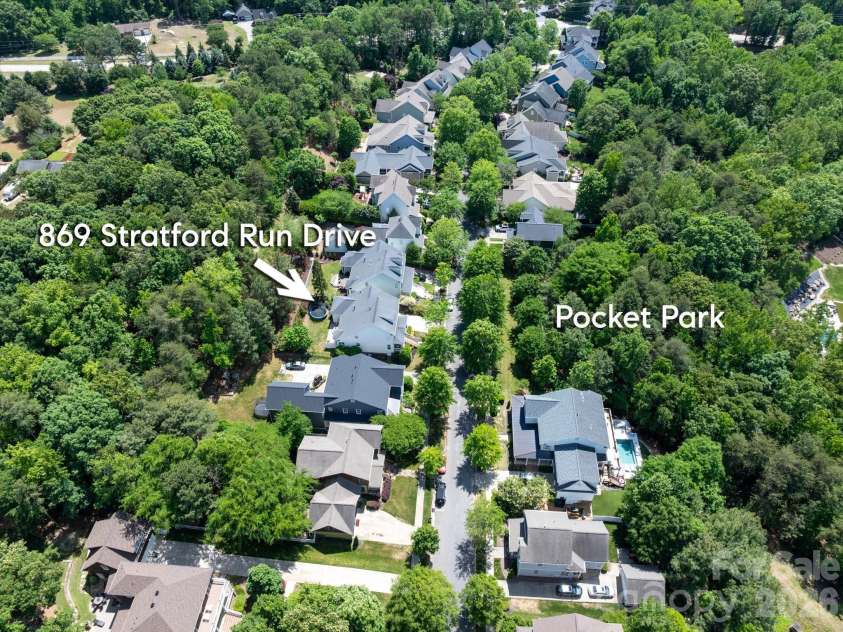 869 Stratford Run Drive, Fort Mill, SC 29708.  MLS# CAR4364217, YatesRealty ID 32304. Backs to woods and faces a pocket park