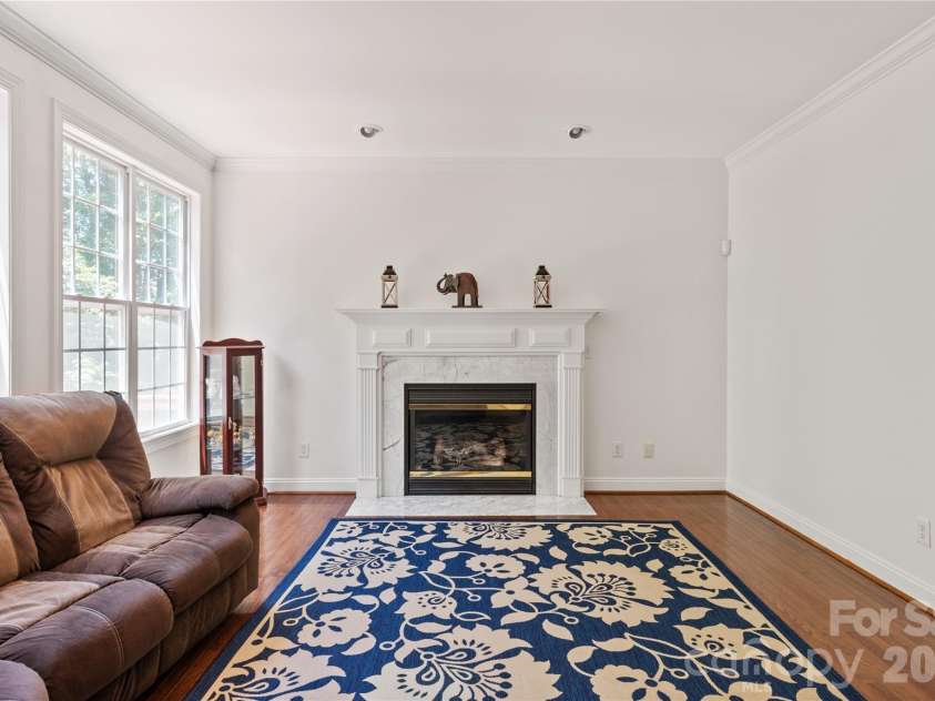 8914 Landsdowne Avenue, Harrisburg, NC 28075.  MLS# CAR4259422, YatesRealty ID 3231. Family room with a fireplace and surround sound.