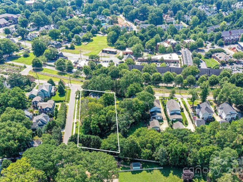 504 Potts Street, Davidson, NC 28036.  MLS# CAR4274445, YatesRealty ID 32365. Another aerial view with eastward view of South Main Street