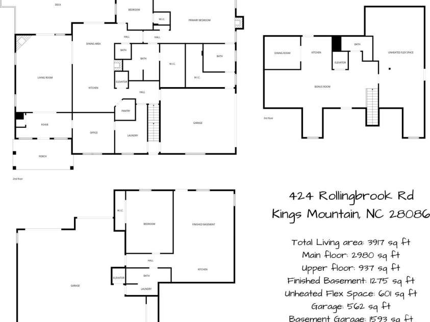 424 Rollingbrook Road, Kings Mountain, NC 28086.  MLS# CAR4318684, YatesRealty ID 3237. Floor Plan/Sketch