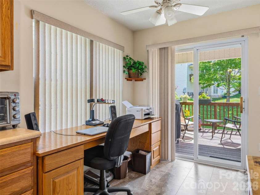 107 London Court, Brevard, NC 28712.  MLS# CAR4393888, YatesRealty ID 32381. Breakfast nook being utilized as office space