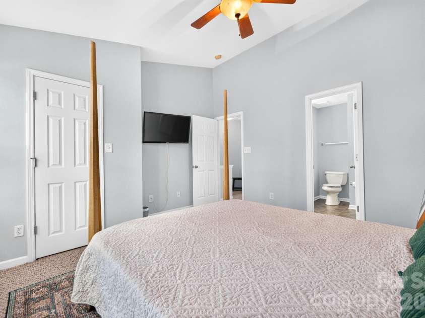 6312 Rhodins Lane, Indian Land, SC 29707.  MLS# CAR4395880, YatesRealty ID 32384. Primary bedroom with vaulted ceiling