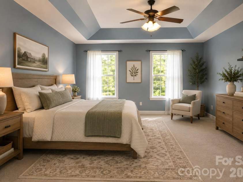 1034 Arrowhead Drive, Concord, NC 28025.  MLS# CAR4394849, YatesRealty ID 32388. Virtually staged primary bedroom