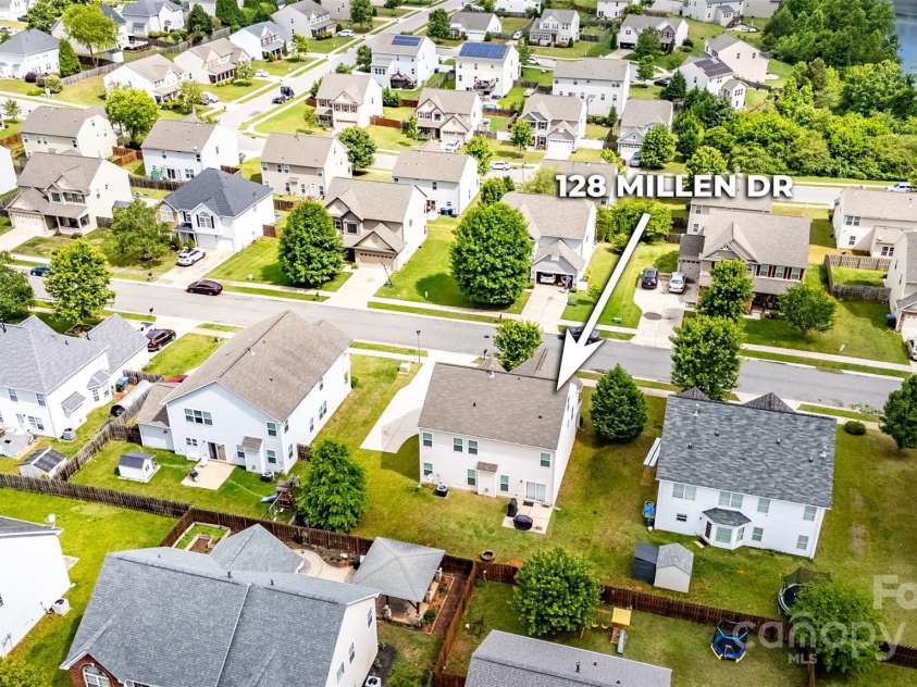 128 Millen Drive, Mooresville, NC 28115.  MLS# CAR4318597, YatesRealty ID 32390. Drone view of 128 Millen Drive