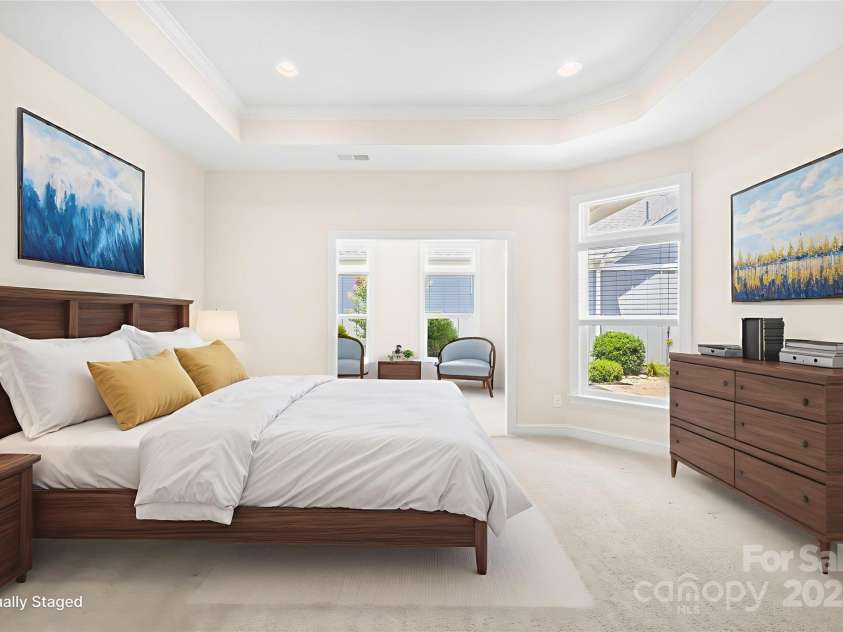 135 Valleymist Lane, Mooresville, NC 28117.  MLS# CAR4278379, YatesRealty ID 32395. Virtuallly staged primary bedroom