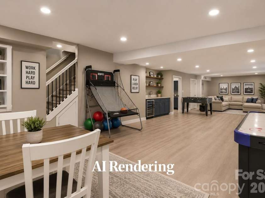 12023 Overlook Mountain Drive, Charlotte, NC 28216.  MLS# CAR4388070, YatesRealty ID 32428. Rendering of the potential for a finished basement 