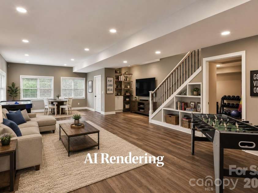 12023 Overlook Mountain Drive, Charlotte, NC 28216.  MLS# CAR4388070, YatesRealty ID 32428. Rendering of the potential for a finished basement