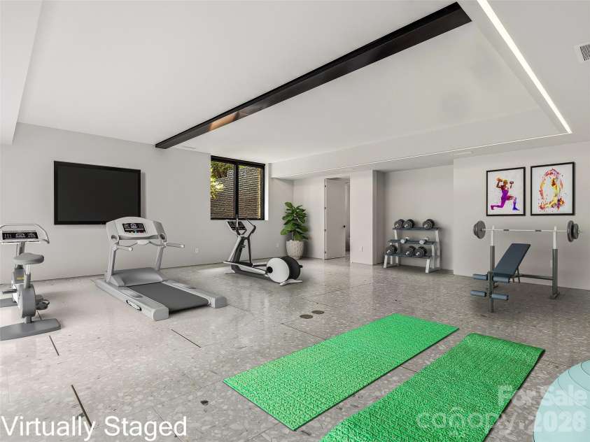3 Holly Hill Road, Biltmore Forest, NC 28803.  MLS# CAR4396733, YatesRealty ID 32435. Wonderful home gym and exercise studio options.