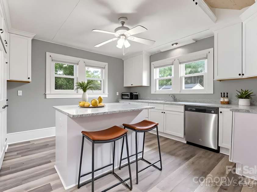 2407 Main Street, Kannapolis, NC 28081.  MLS# CAR4288336, YatesRealty ID 32559. **VIRTUAL STAGING** OF KICHEN SHOWING A FINISHED POSSIBILITY