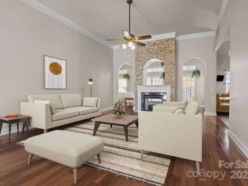 10179 Claybrooke Drive, Charlotte, NC 28262.  MLS# CAR4281474, YatesRealty ID 32627. Living Room (virtually enhanced)
