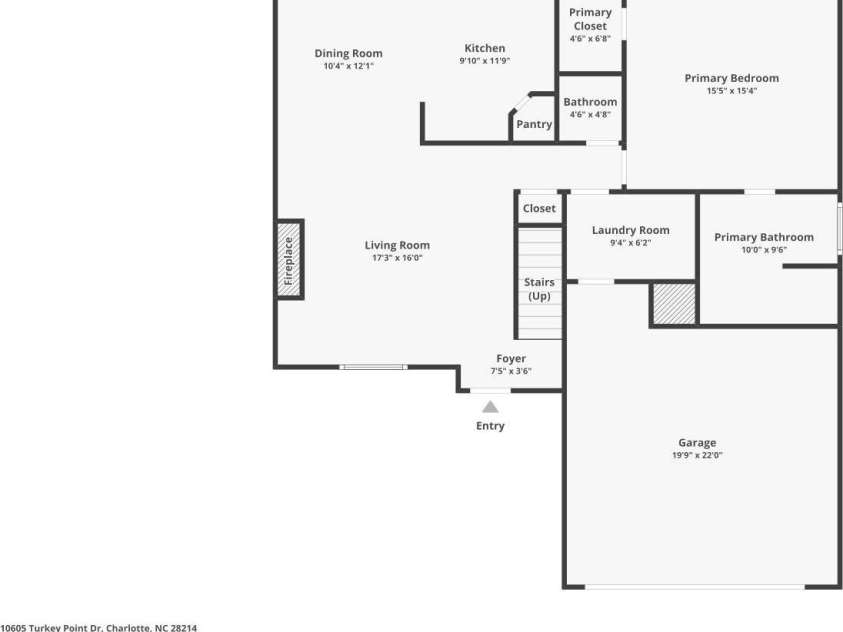 10605 Turkey Point Drive, Charlotte, NC 28214.  MLS# CAR4291887, YatesRealty ID 32642. 1st Floor
