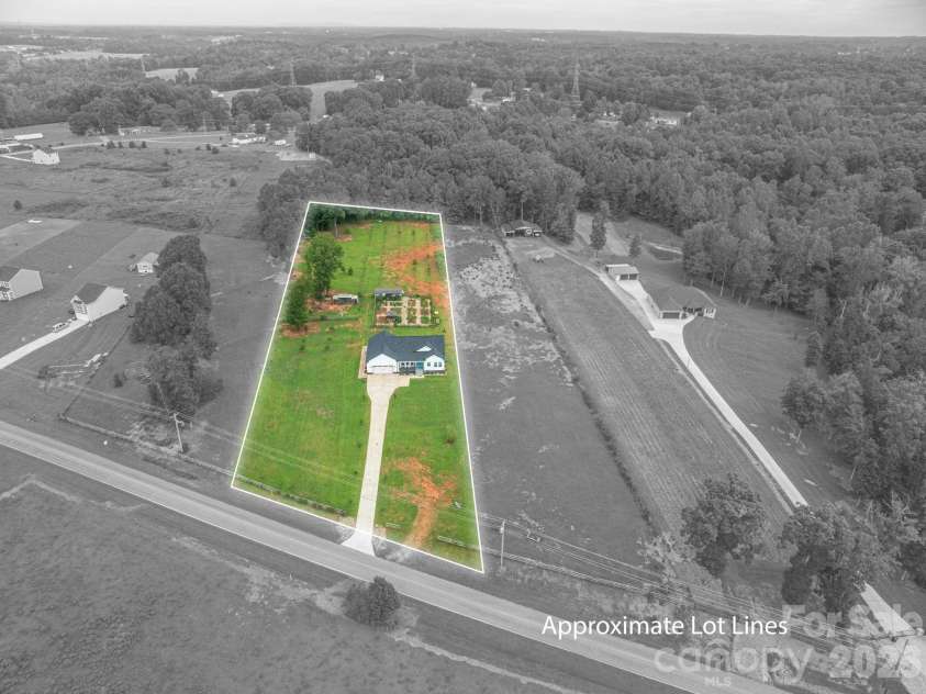 1484 Null Road, Lincolnton, NC 28092.  MLS# CAR4390106, YatesRealty ID 32663. Aerial View with approximate Lot Lines