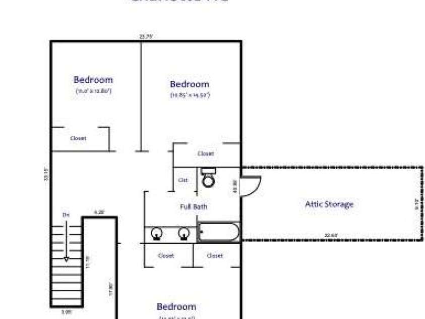 9900 Colvard Circle, Charlotte, NC 28269.  MLS# CAR4264352, YatesRealty ID 32688. Upper Level floor plan