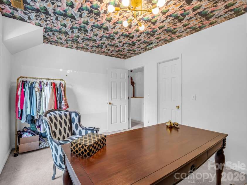 8 Sunny Ridge Drive, Asheville, NC 28804.  MLS# CAR4389104, YatesRealty ID 32706. Custom wallpaper ceiling!