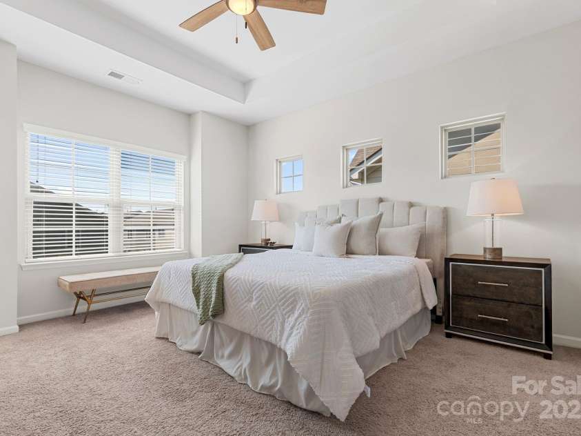 9324 Ainslie Downs Street, Charlotte, NC 28273.  MLS# CAR4276597, YatesRealty ID 32727. Primary bedroom with trey ceilings