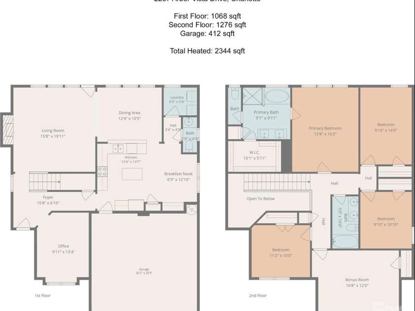 2237 Arbor Vista Drive, Charlotte, NC 28262.  MLS# CAR4395474, YatesRealty ID 32781. Floor plan