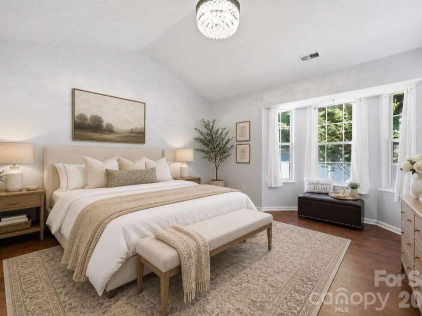 5701 Ebley Lane, Charlotte, NC 28227.  MLS# CAR4390398, YatesRealty ID 32891. Virtually enhanced primary bedroom