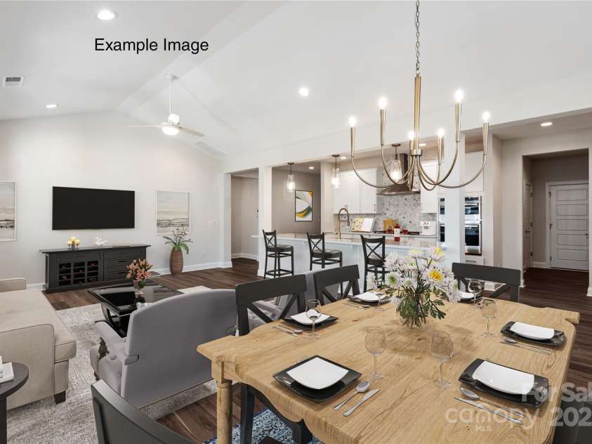 115 Tonbridge Way, Mooresville, NC 28115.  MLS# CAR4305877, YatesRealty ID 3294. Example Photo - Family Room/Dining/Kitchen *Kitchen shows optional split cooking upgrade