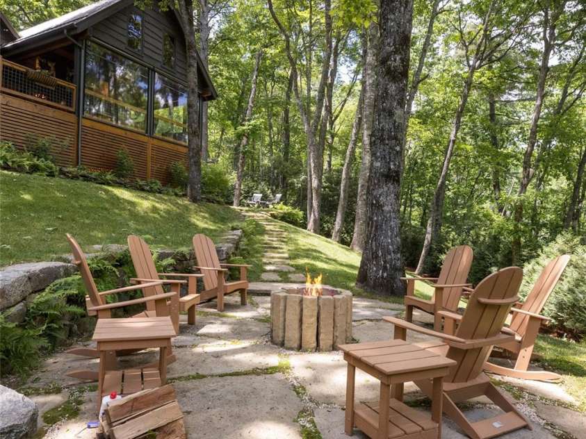 85 & 95 Ralph Thomas Road, Highlands, NC 28741.  MLS# CAR4395002, YatesRealty ID 32961. 95 Ralph Thomas Rd - Fire Pit in the Back Yard