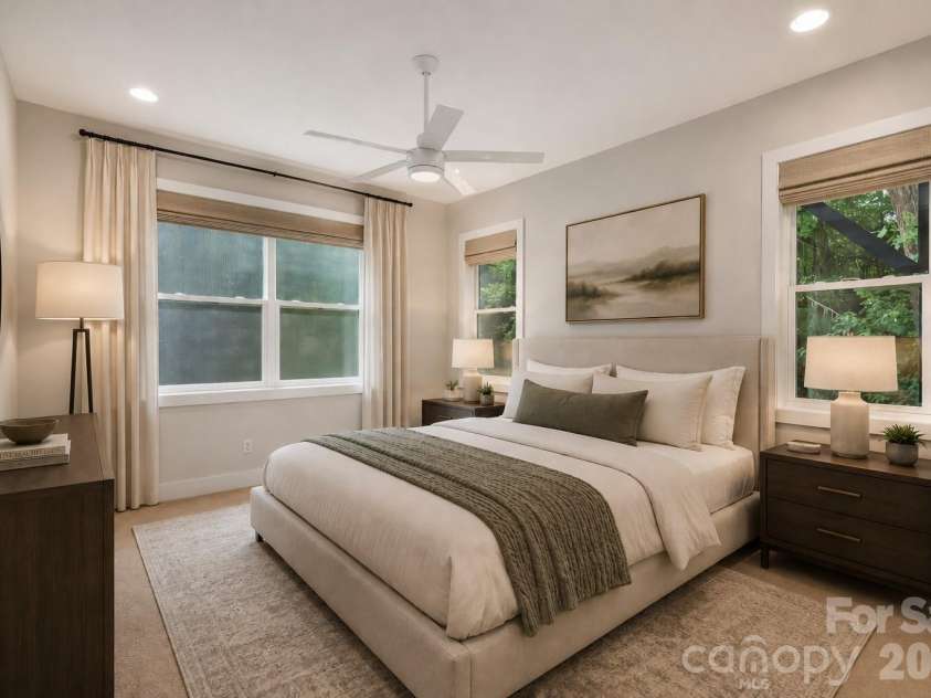 39 Hubbard Avenue, Asheville, NC 28806.  MLS# CAR4391482, YatesRealty ID 32983. Virtually staged primary bedroom.