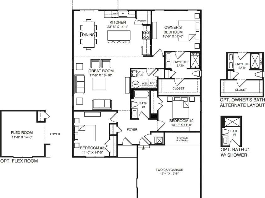 3298 Eller Drive Extension, Hickory, NC 28602.  MLS# CAR4355229, YatesRealty ID 3308. Eden Cay Floor plan