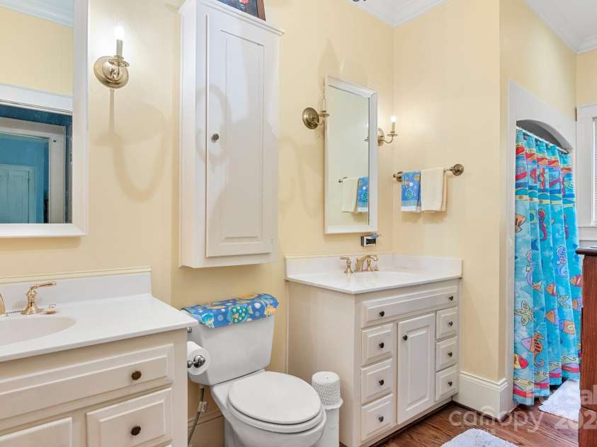 205 Vauxhall Drive, Shelby, NC 28150.  MLS# CAR4131707, YatesRealty ID 331. Primary bath with 2 separate vanities, a linen closet and shower