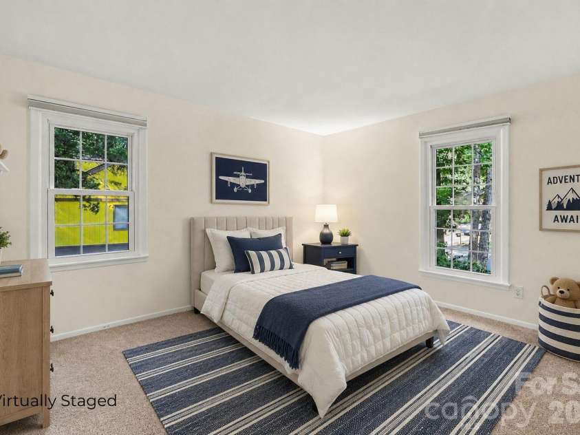 9322 New Towne Drive, Matthews, NC 28105.  MLS# CAR4389735, YatesRealty ID 33195. Secondary Bedroom #1 Virtually Staged