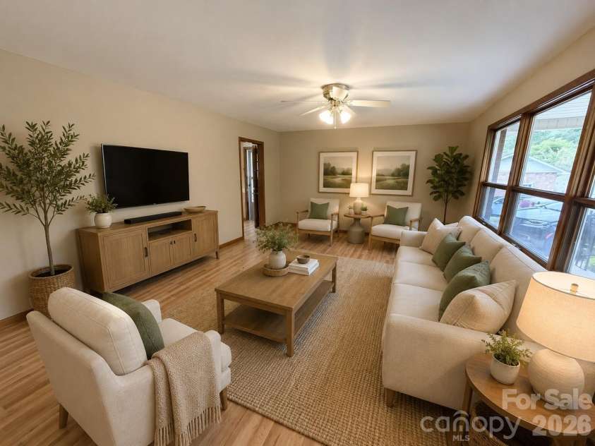 56 Henson Drive, Waynesville, NC 28786.  MLS# CAR4374439, YatesRealty ID 33211. Virtual Staging, Living Room