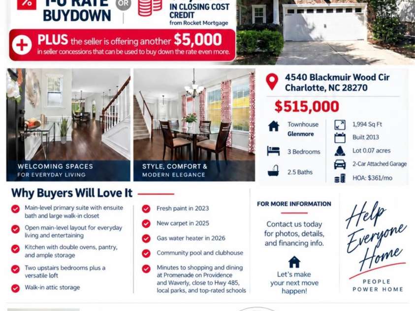 4540 Blackmuir Wood Circle, Charlotte, NC 28270.  MLS# CAR4388580, YatesRealty ID 33291. 