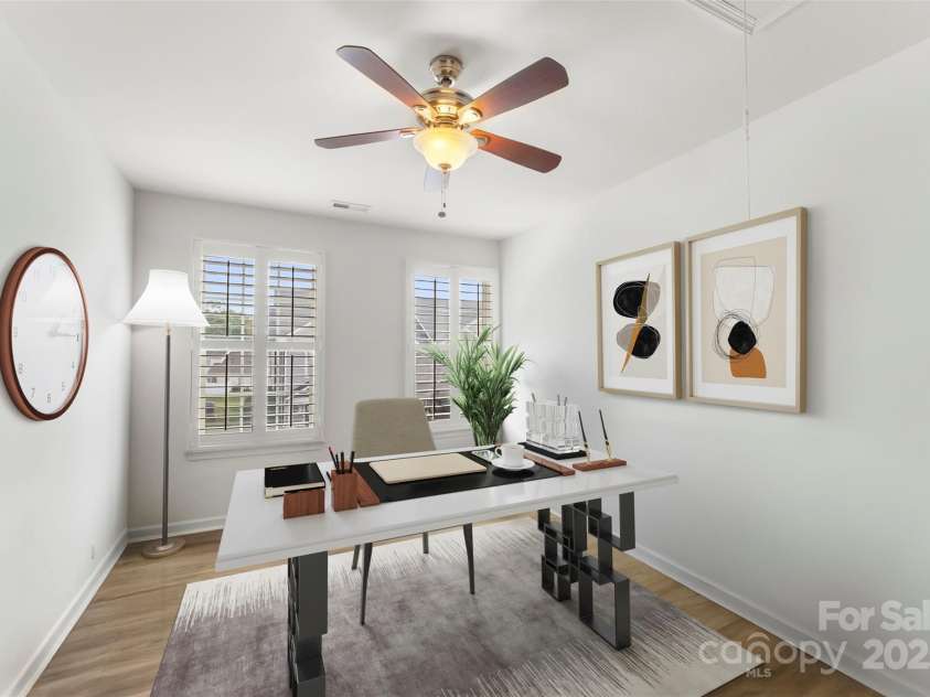 370 Battery Circle, Clover, SC 29710.  MLS# CAR4309546, YatesRealty ID 333. Virtually staged secondary bedroom for potential office space.