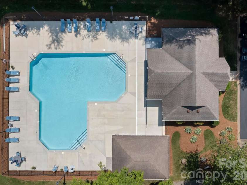 122 Lake Pine Road, Mooresville, NC 28117.  MLS# CAR4397434, YatesRealty ID 33309. Community Pool from above
