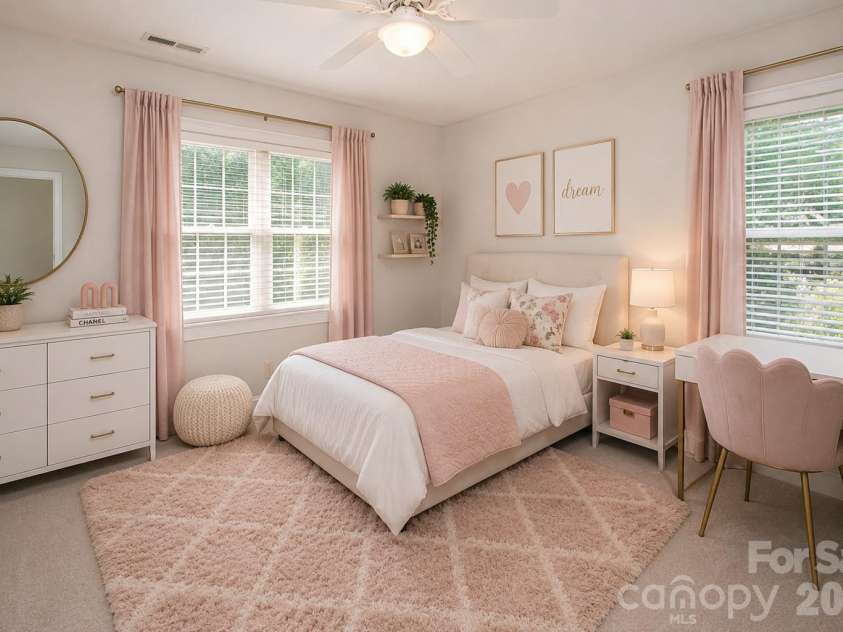1015 Estate Lane, Matthews, NC 28104.  MLS# CAR4388127, YatesRealty ID 33333. Bedroom # 2 has large windows