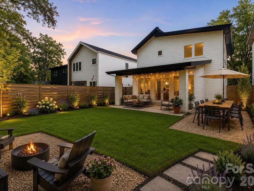 3116 Creighton Drive, Charlotte, NC 28205.  MLS# CAR4382837, YatesRealty ID 33374. AI-Generated Concept – Rendering illustrates the backyard’s potential for enhanced outdoor living