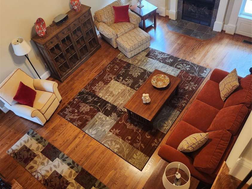 146 Orchard Farm Lane, Mooresville, NC 28117.  MLS# CAR4284274, YatesRealty ID 33442. Looking down to living room from stairs