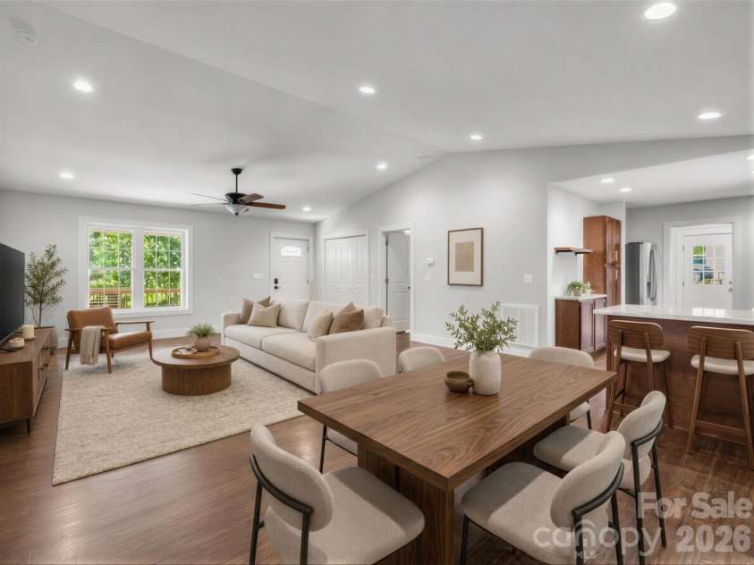 18 Old Chapman Place, Leicester, NC 28748.  MLS# CAR4398287, YatesRealty ID 33451. VIRTUALLY STAGED - Living room & dining area