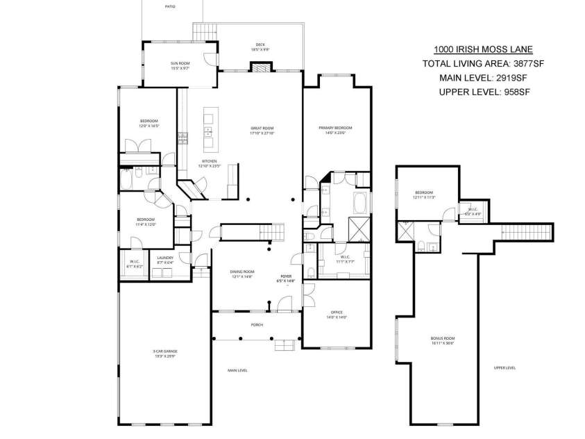 1000 Irish Moss Lane, Matthews, NC 28104.  MLS# CAR4383943, YatesRealty ID 33469. Floor Plan