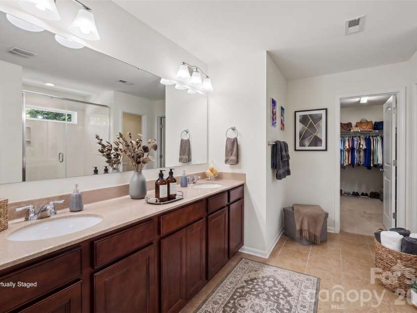 112 Elysian Estate Court, Mooresville, NC 28115.  MLS# CAR4384079, YatesRealty ID 33491. Virtually Staged Primary Bathroom