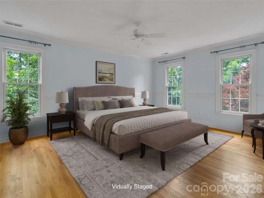 9 Hickory Ridge, Fletcher, NC 28732.  MLS# CAR4395833, YatesRealty ID 33500. Virtually Staged primary bedroom