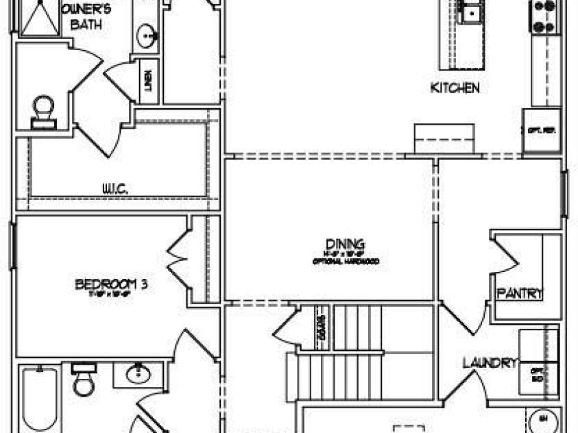 1035 Bull Dog Lane, Wingate, NC 28174.  MLS# CAR4163234, YatesRealty ID 3354. Oceana II structural options include Fireplace, optional windows at casual dining room, tray ceiling in dining room.