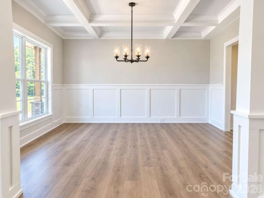 1215 Gardenia Drive, Mt Ulla, NC 28125.  MLS# CAR4375396, YatesRealty ID 33614. Formal Dining with Coffered Ceiling