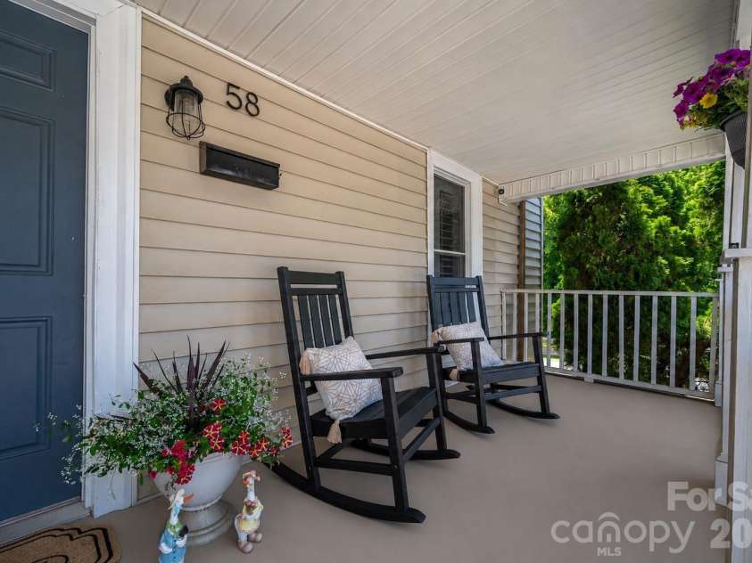 58 4th Street, Cramerton, NC 28032.  MLS# CAR4392035, YatesRealty ID 33628. Front Door porch view overlooking the front yard 
