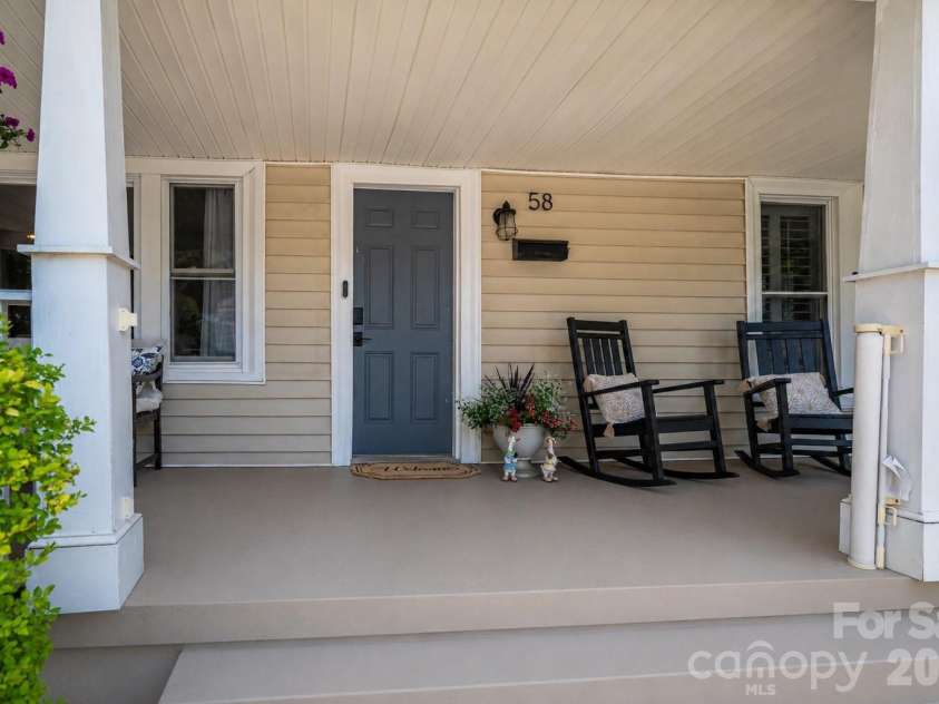 58 4th Street, Cramerton, NC 28032.  MLS# CAR4392035, YatesRealty ID 33628. Front Door porch view straight forward