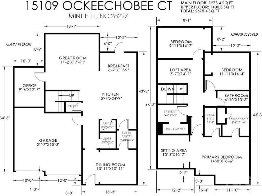 15109 Ockeechobee Court, Mint Hill, NC 28227.  MLS# CAR4392005, YatesRealty ID 33638. Floor Plan