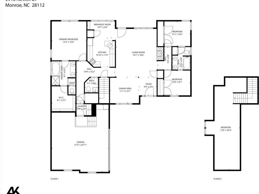 5916 Newell Drive, Monroe, NC 28112.  MLS# CAR4320671, YatesRealty ID 337. FLOOR PLAN