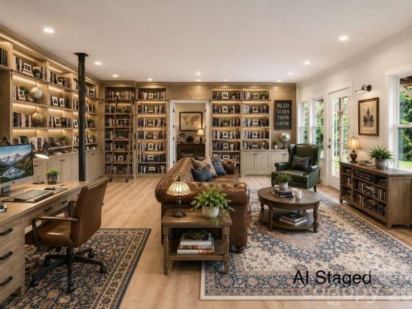 3108 Helmsley Court, Concord, NC 28027.  MLS# CAR4390077, YatesRealty ID 33701. Basement Library Staged