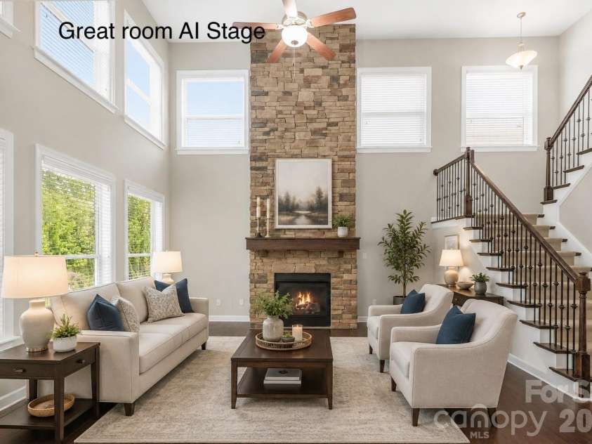 3108 Helmsley Court, Concord, NC 28027.  MLS# CAR4390077, YatesRealty ID 33701. Great Room AI Staged