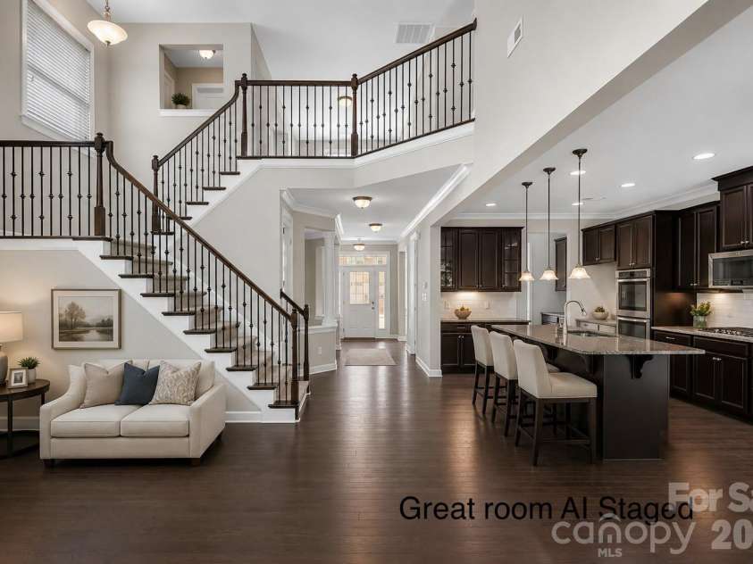 3108 Helmsley Court, Concord, NC 28027.  MLS# CAR4390077, YatesRealty ID 33701. Great Room AI Staged