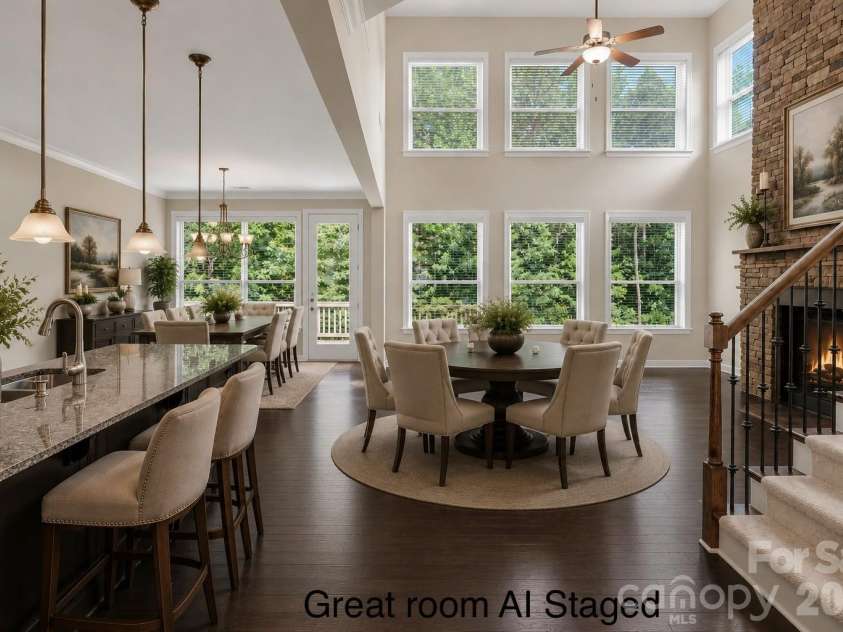 3108 Helmsley Court, Concord, NC 28027.  MLS# CAR4390077, YatesRealty ID 33701. Kitchen to Great Room Staged