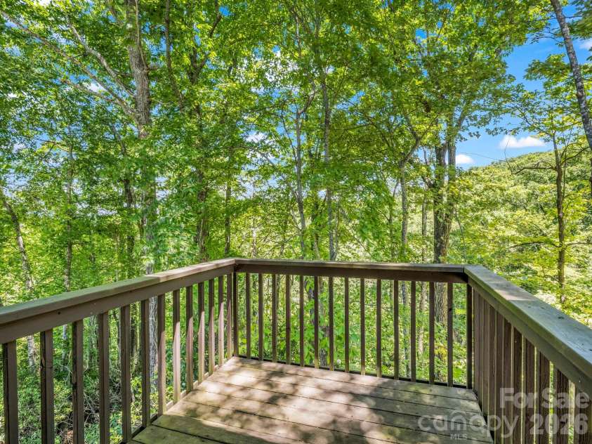 182 Antler Ridge, Rosman, NC 28772.  MLS# CAR4397781, YatesRealty ID 33708. Balcony from upper bedroom/loft