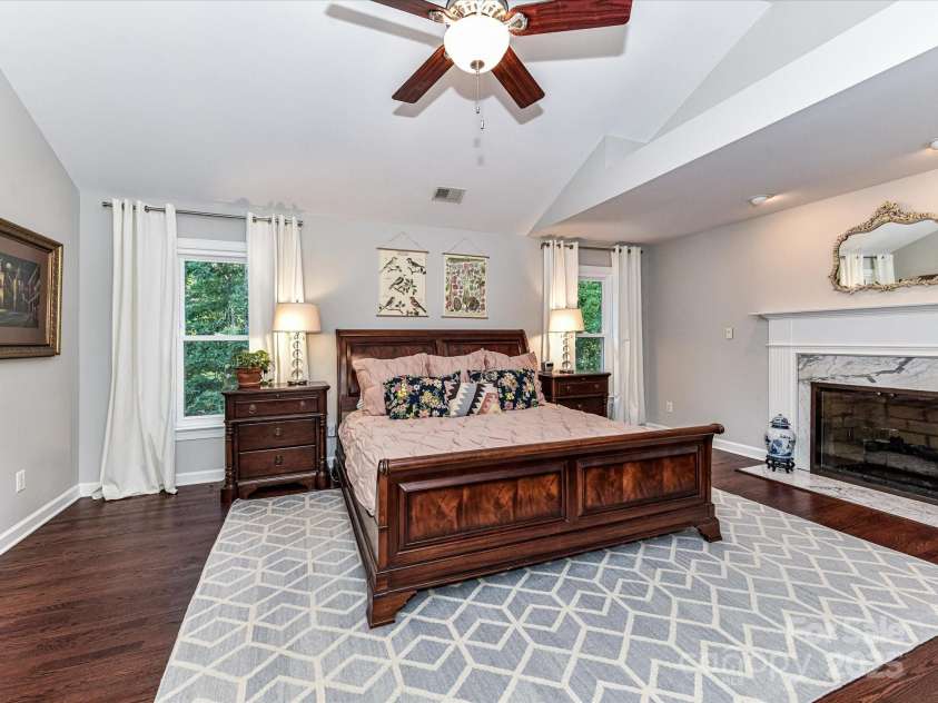 4806 Shannamara Drive, Matthews, NC 28104.  MLS# CAR4271064, YatesRealty ID 33717. Primary Bedroom w/fireplace